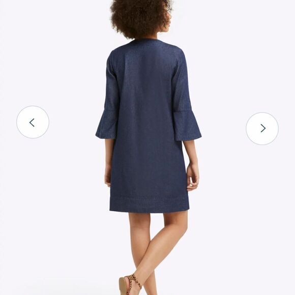 Draper James Chambray Ruffle Shirt Dress Size 8 - Picture 8 of 8